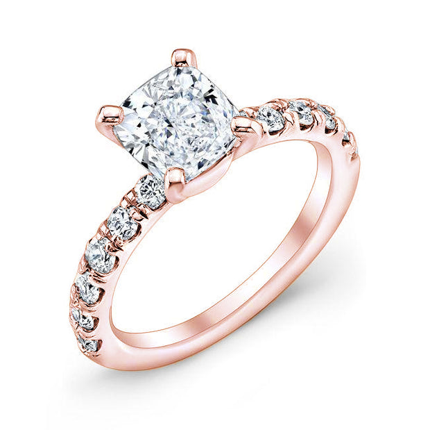 Cushion Cut Engagement Ring with Side Stones - Diamond Love Inc.
