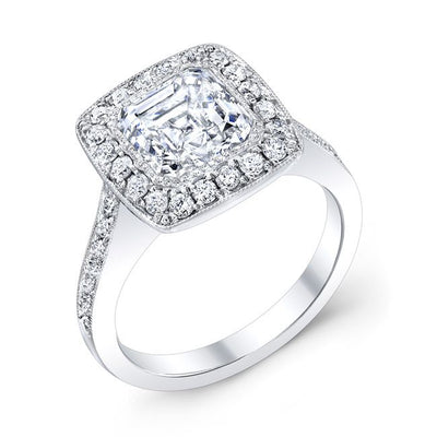 Emerald Cut Halo Engagement Ring - Diamond Love Inc