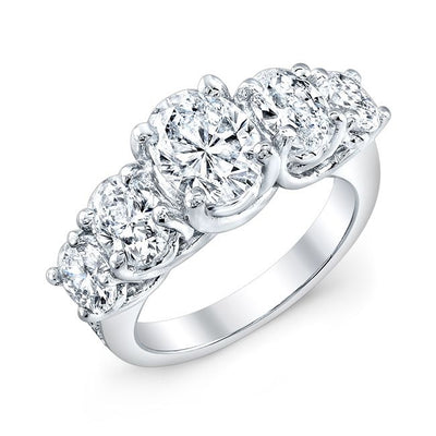 Oval Cut Engagement Ring with Large Side Stones - Diamond Love Inc