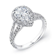 Pear Shaped Halo Engagement Ring Double Band - Diamond Love Inc.