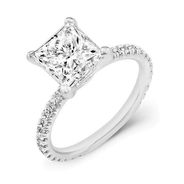 Princess Cut Engagement Ring with Side Stones - Diamond Love Inc.
