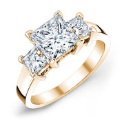 Three Stone Princess Cut Engagement Ring Gold - Diamond Love Inc