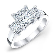 Three Stone Princess Cut Engagement Ring Silver- Diamond Love Inc
