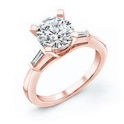 Round Cut Engagement Ring with Baguette Side Stones - Diamond Love Inc.